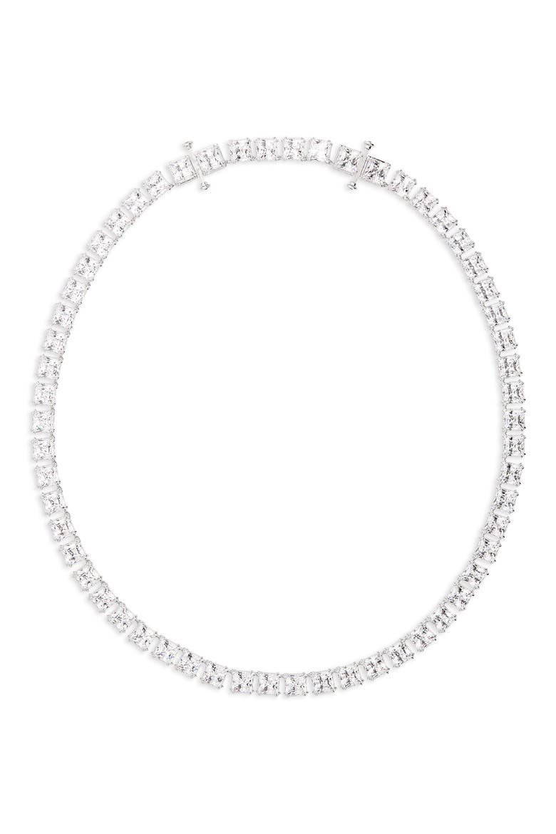 Matrix Swarovski Crystal Collar Necklace, Main, color, SILVER / CLEAR CRYSTAL