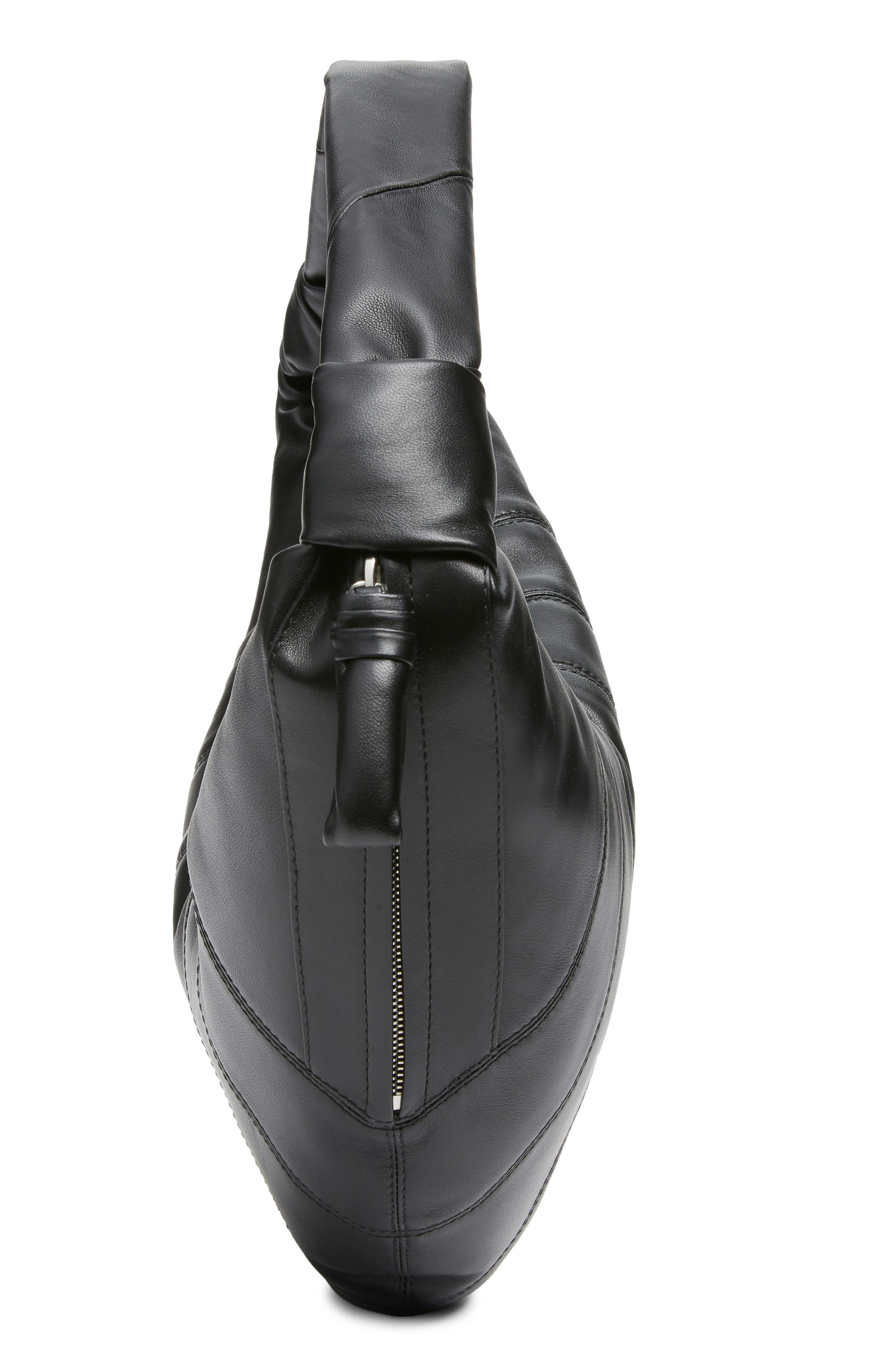Lemaire Fortune Croissant Leather Shoulder Bag, Alternate, color, Black