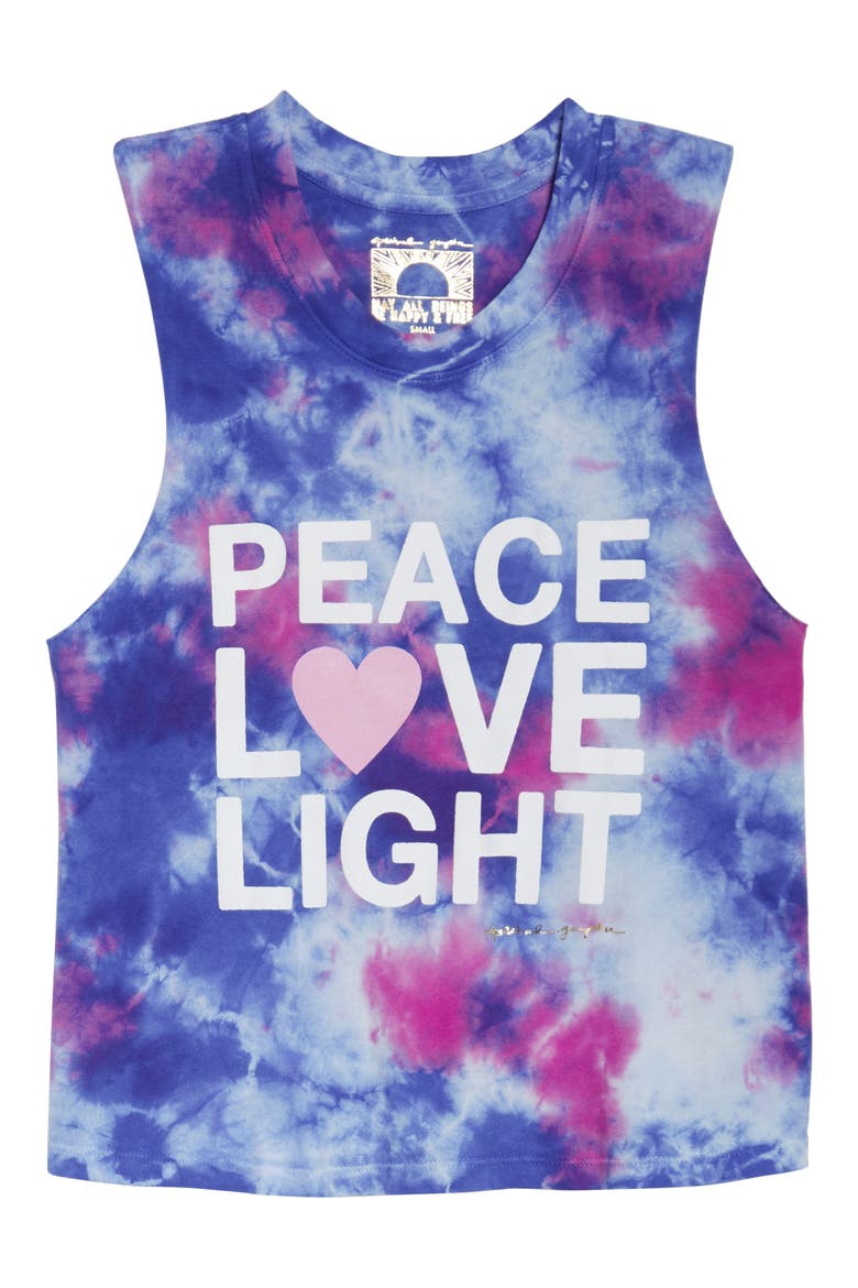 Peace Love Light Tie Dye Cotton Crop Tank Top, Alternate, color, TIE DYE