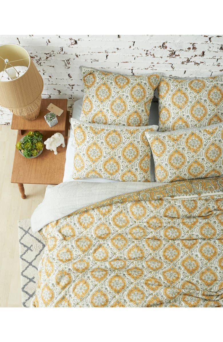 carol & frank Freddie Ochre Cotton Euro Sham 26" x 26", Alternate, color, Yellow