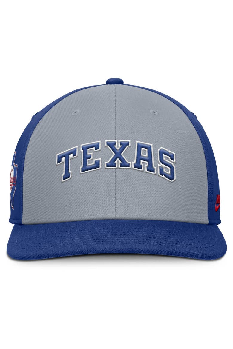 Men's Nike Gray/Royal Texas Rangers Pro Performance Snapback Hat, Alternate, color, Gray