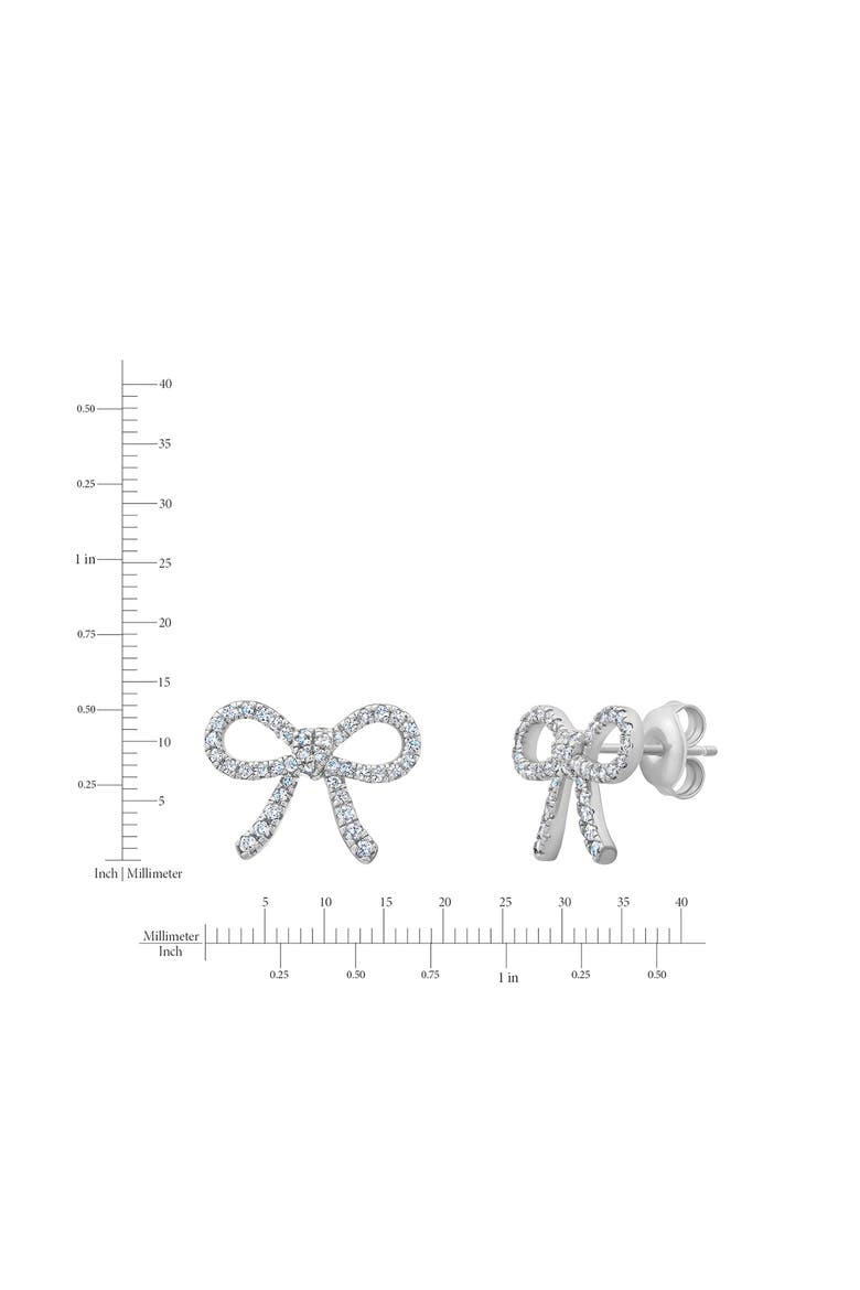 Fairy Tale Pavé Cubic Zirconia Bow Stud Earrings, Alternate, color, PURE PLATINUM/ CLEAR STONE