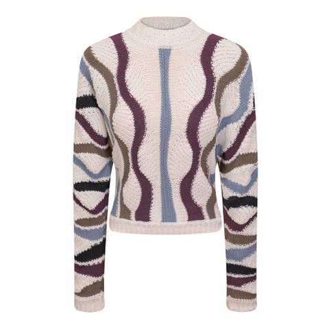 Color Blocked Textured Knit Pullover Sweater