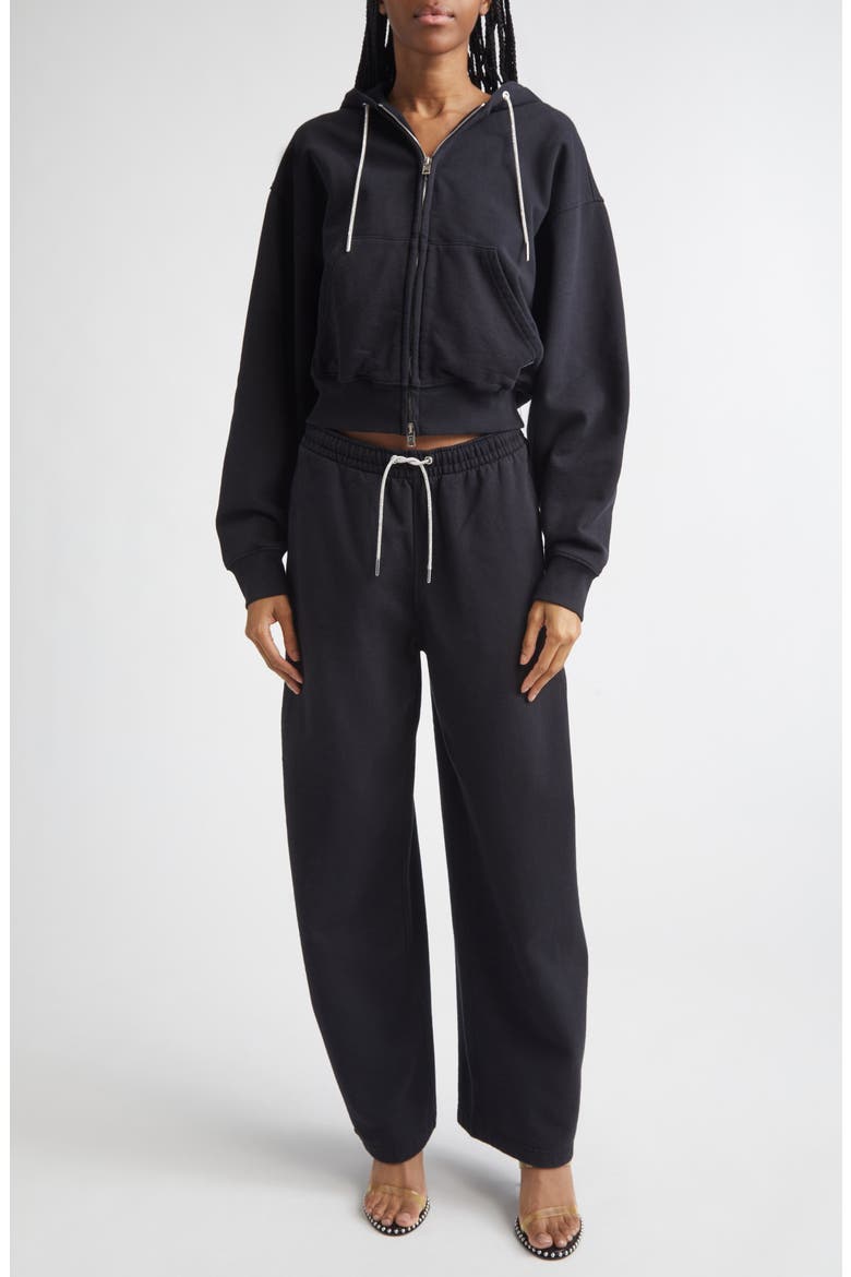 Rhinestone Drawstring Zip Hoodie, Alternate, color, BLACK 2