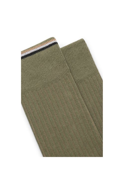 Hugo Boss Boss 2-pack Rib Crew Socks In Green