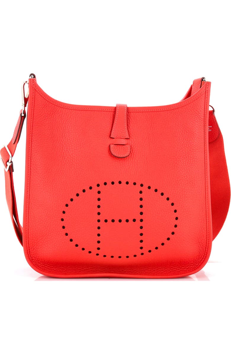 Pre-Owned Hermes Evelyne Bag Gen III Clemence PM, Main, color, Rouge Pivoine