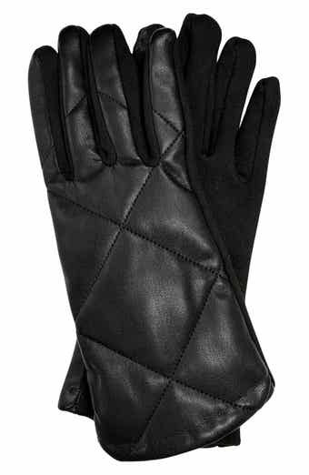 Tech Cross Stitch Faux Leather Gloves