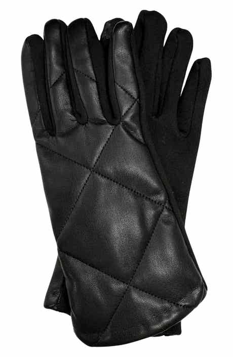 Tech Cross Stitch Faux Leather Gloves