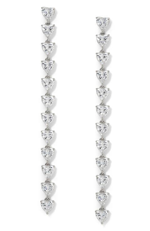 Crystal Heart Linear Drop Earrings