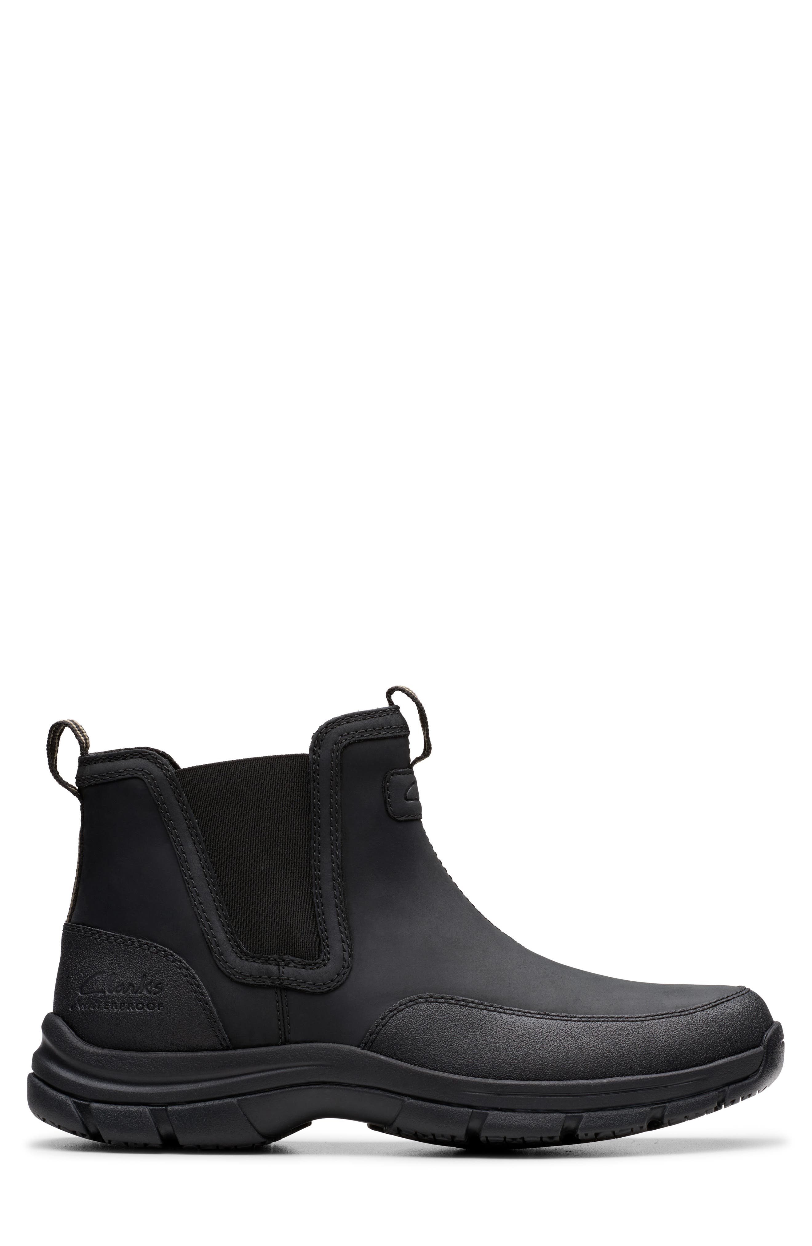Clarks<sup>®</sup> Walpath Waterproof Chelsea Boot, Alternate, color, Black Leather