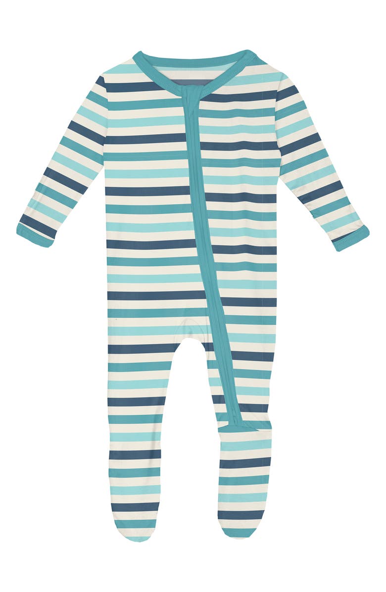 KicKee Pants Cruisin' Stripe Print Zip Footie, Main, color, 