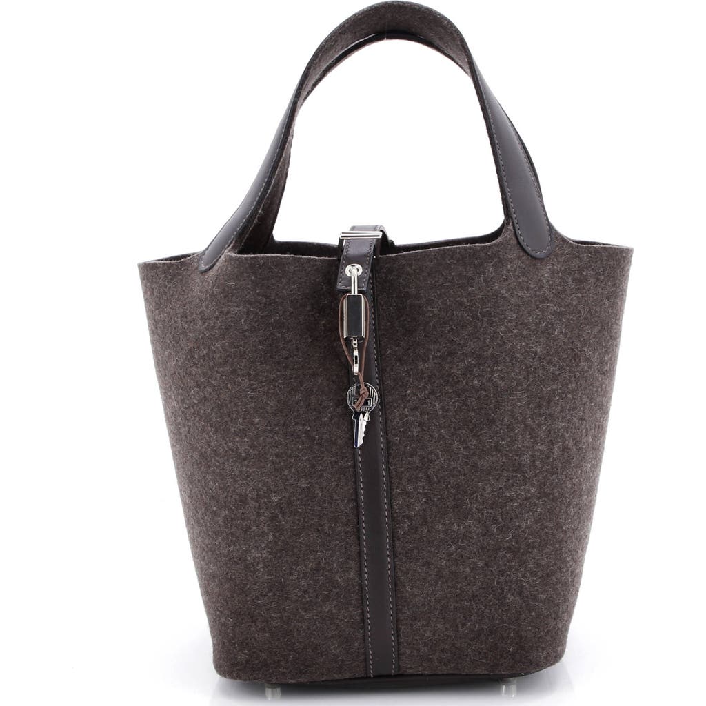 Pre-owned Hermes Hermes Picotin Lock Bag Felt With Leather Mm In Gray