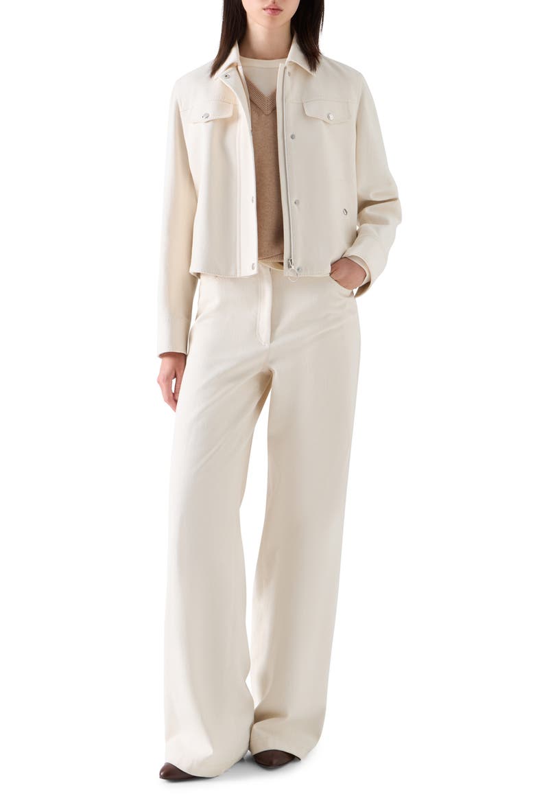 Washed Denim Utility Jacket, Alternate, color, IVORY
