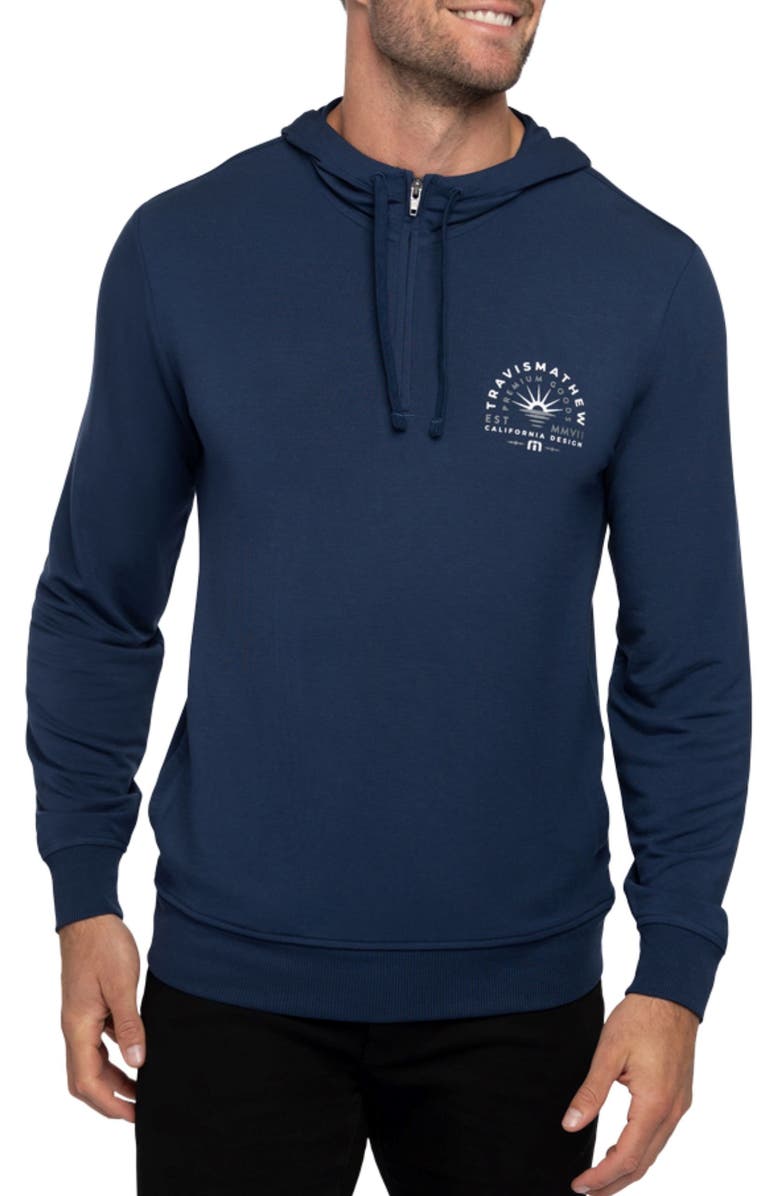 TravisMathew Whale Shark Half-Zip Graphic Hoodie, Main, color, 