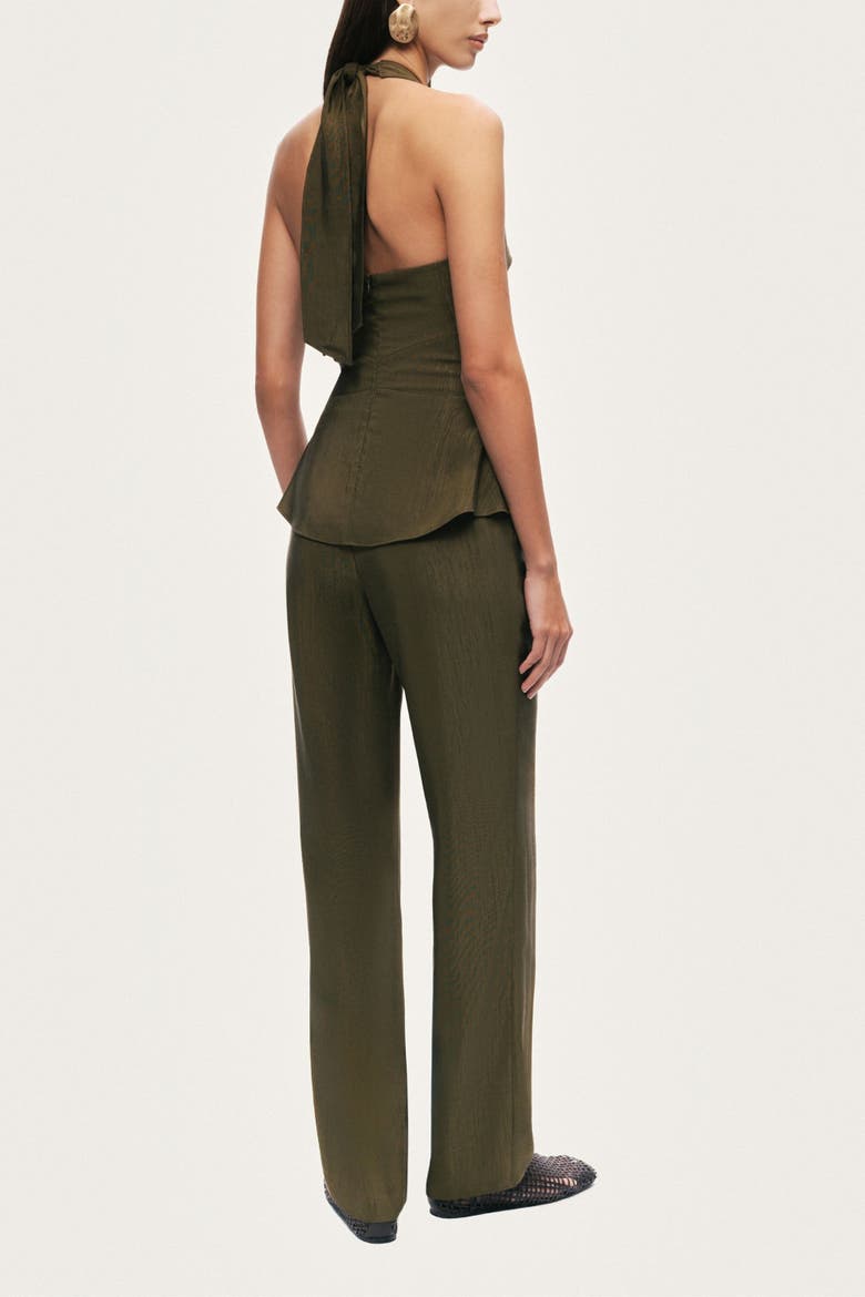 Halter Neck Peplum Top, Alternate, color, Khaki