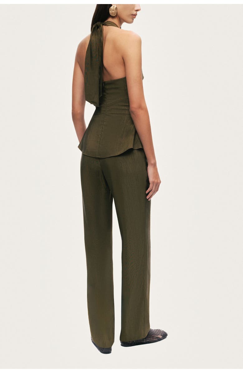 Nocturne Halter Neck Peplum Top, Alternate, color, Khaki