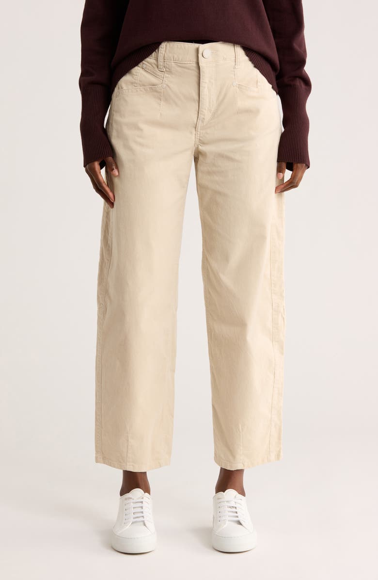 Democracy High Waist Barrel Leg Corduroy Pants, Main, color, Birch
