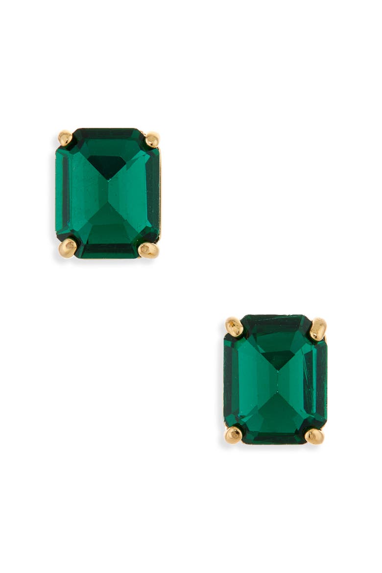 Square Crystal Stud Earrings, Main, color, GREEN