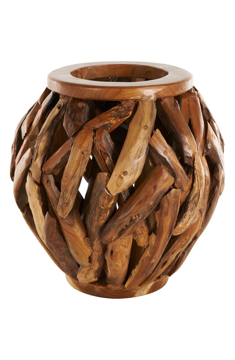 SONOMA SAGE HOME Teak Wood Vase, Alternate, color, Brown