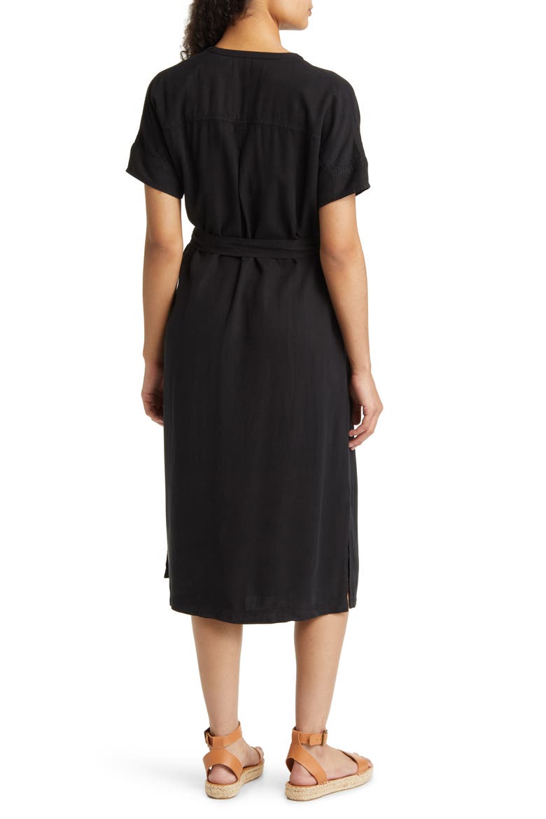 Tie Waist Shirtdress, Alternate, color, BLACK