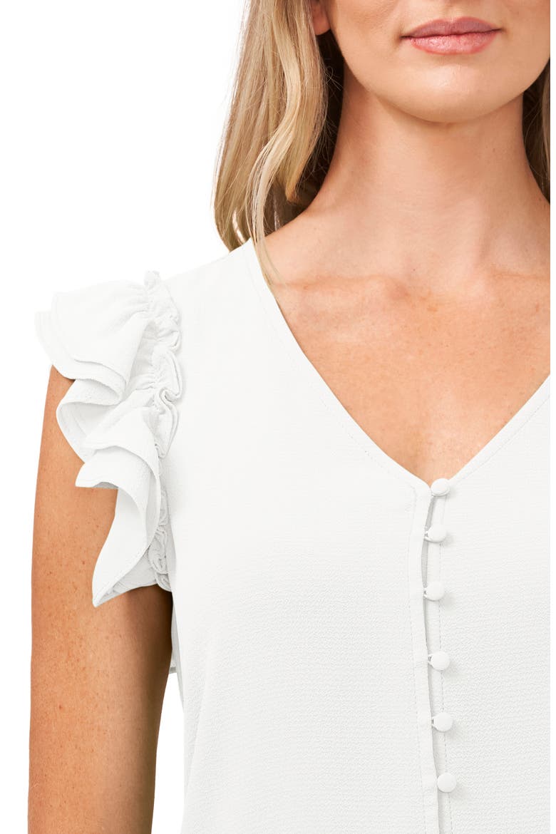Double Ruffle Button-Up Top, Alternate, color, NEW IVORY
