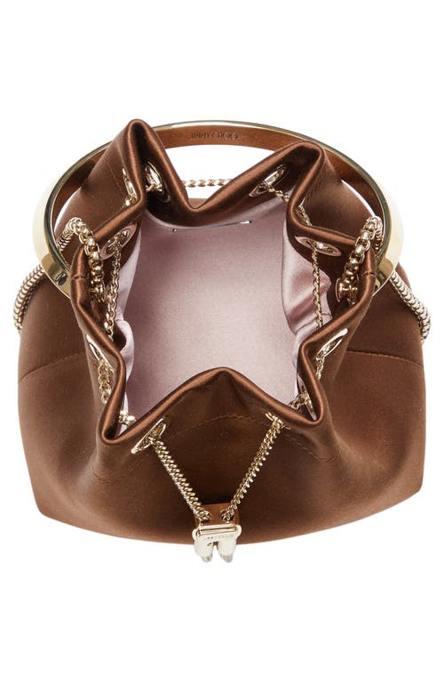 Jimmy Choo Bon Bon Satin Top Handle In Brown