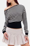 BDG Urban Outfitters Bailey Off the Shoulder Striped Sweater