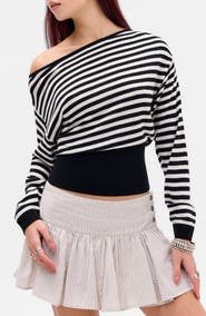 BDG Urban Outfitters Bailey Off the Shoulder Striped Sweater