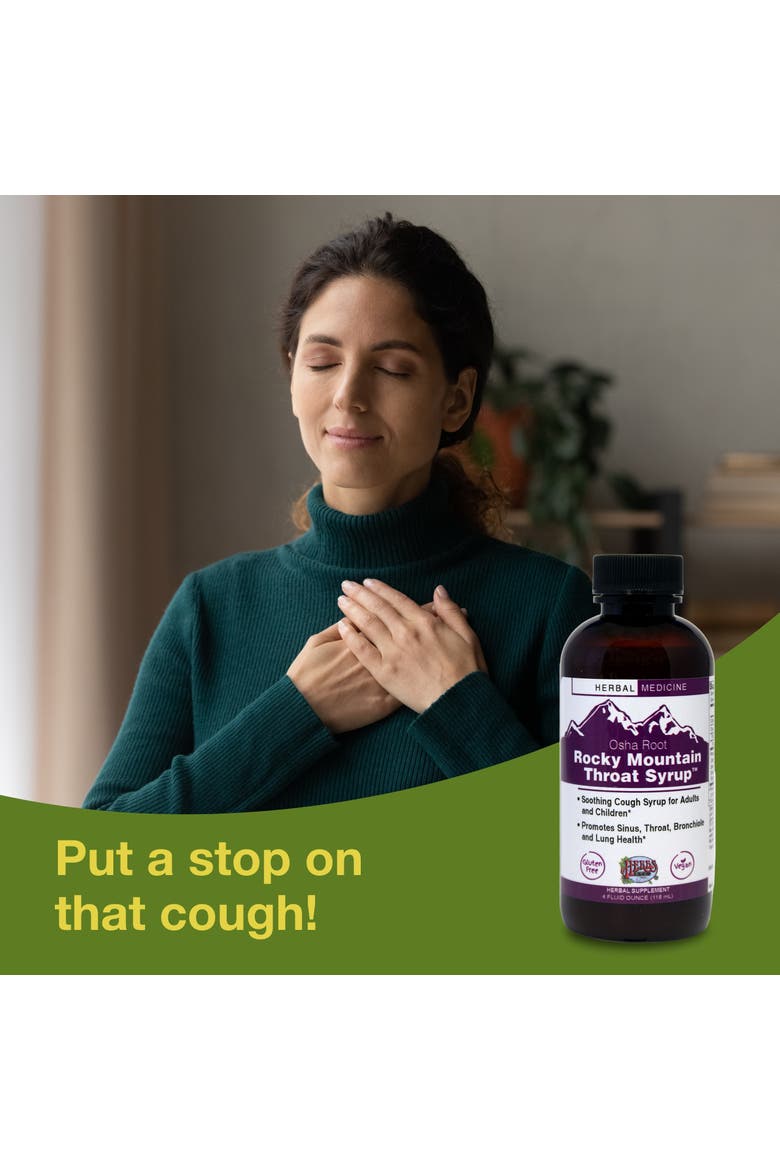 Rocky Mountain Throat Syrup - Supports Throat Wellness - Soothing Lung Health Support - Supports Sinus, Throat, Bronchiole & Lung Health - Gluten-Free & Vegan - 4 fl oz, Alternate, color, No Color