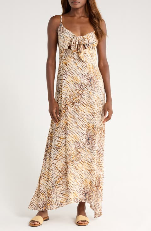 Cutout Tie Front Maxi Cover-Up Sundress