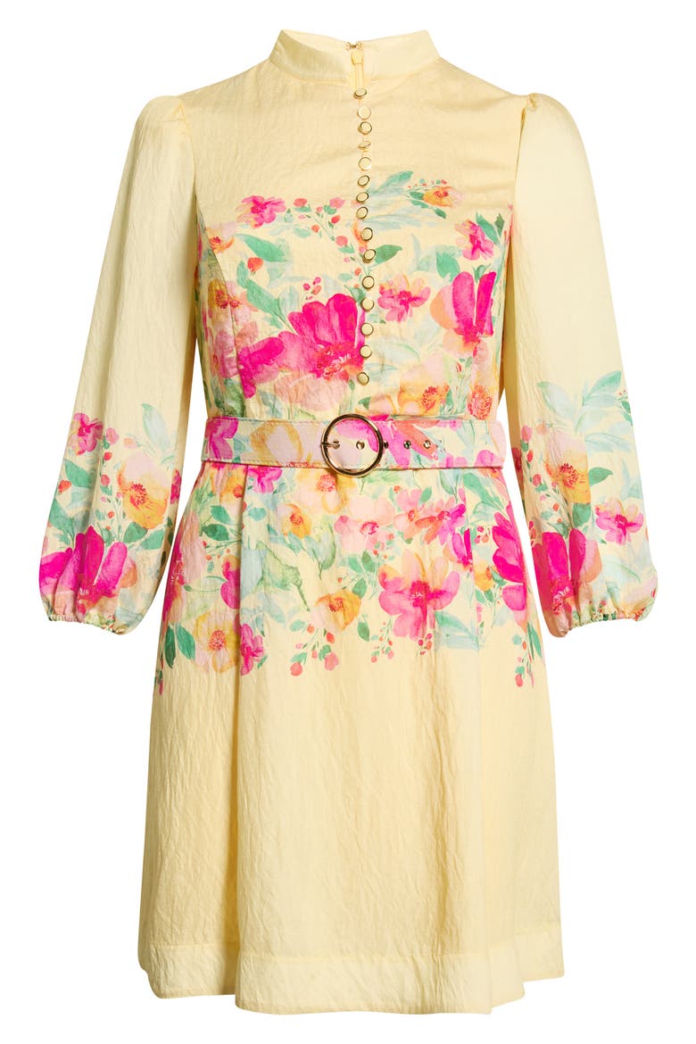 Placed Floral Long Sleeve Dress, Alternate, color, BUTTERCUP MULTI