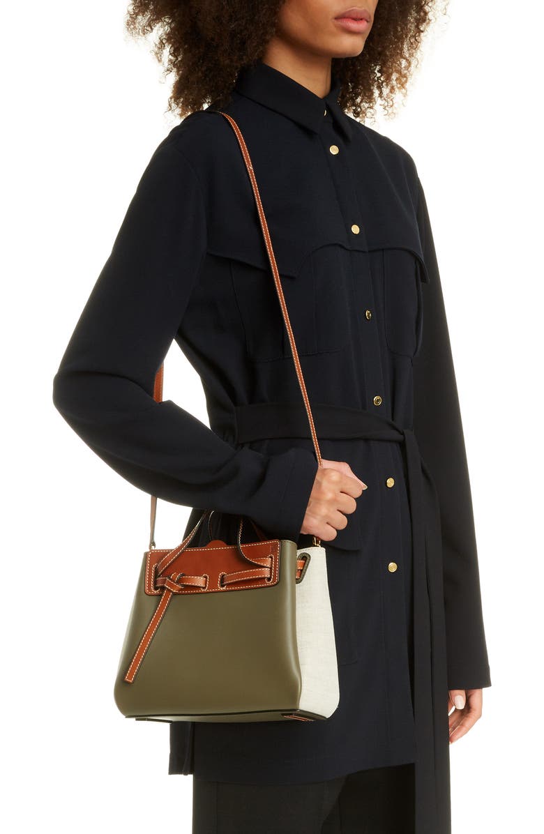 Loewe Mini Lazo Leather & Canvas Bag, Alternate, color,