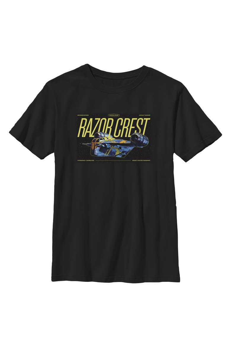 Boy's Star Wars The Mandalorian and Grogu Bounty Hunter Razor Crest  Graphic T-Shirt, Main, color, Black