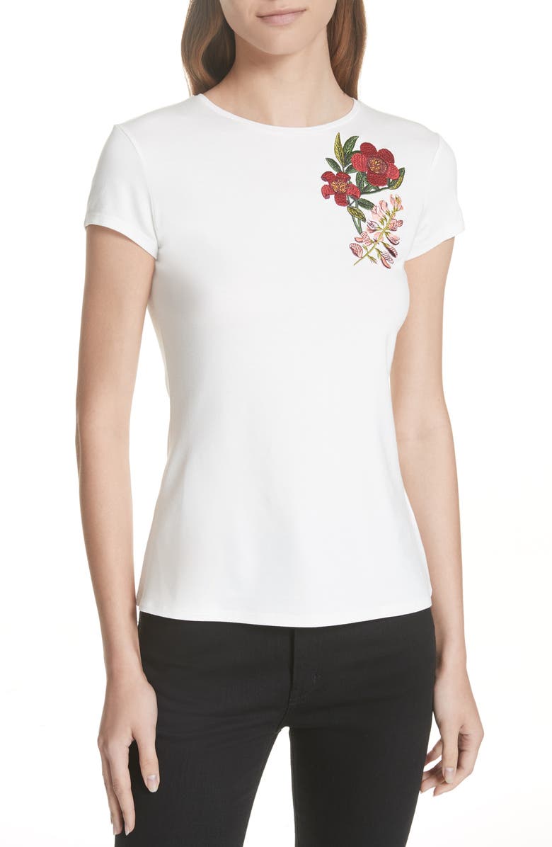 Ted Baker London Laylar Kirstenbosch Embroidered Tee, Main, color, 