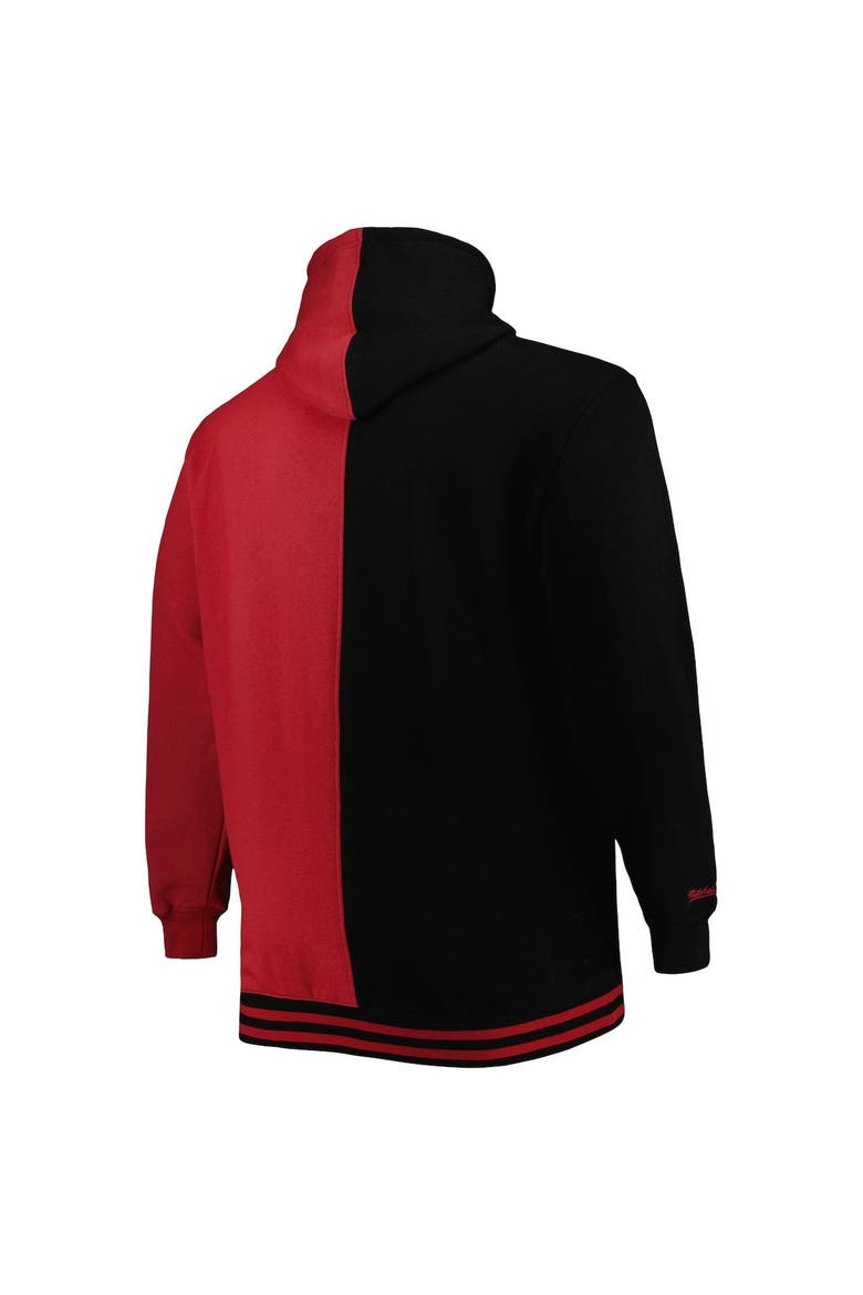 Men's Mitchell & Ness Black/Red Miami Heat Big & Tall Hardwood Classics Split Pullover Hoodie, Alternate, color, Black