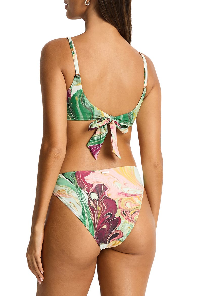 Abyss Scoop Neck Tie Back Bralette Bikini Top, Alternate, color, MOSS