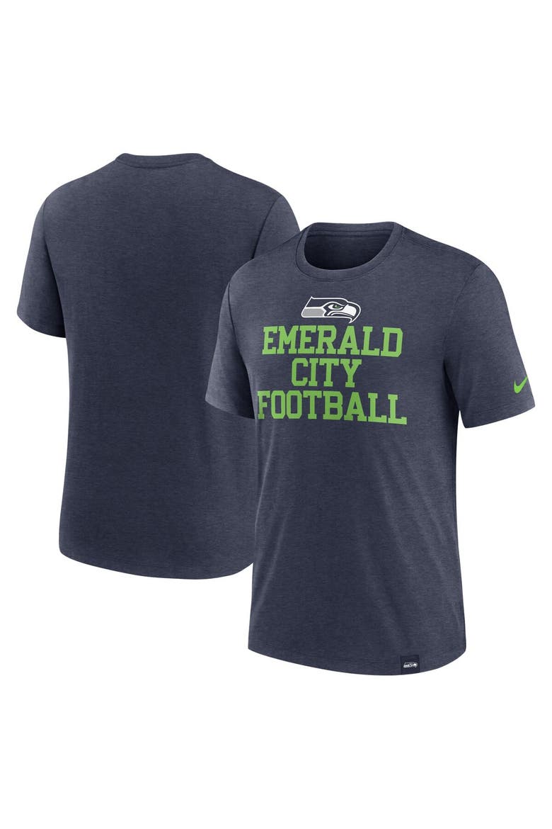 Men's Nike Heather College Navy Seattle Seahawks Blitz Tri-Blend T-Shirt, Main, color, Heather Navy