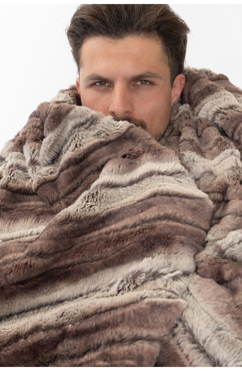 Sea to Me Mount Shasta Faux Fur Throw Blanket, Alternate, color, Brown / Beige