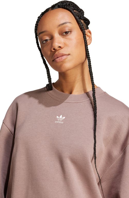 Adidas Originals Essentials Oversize Crewneck Sweatshirt In Brown