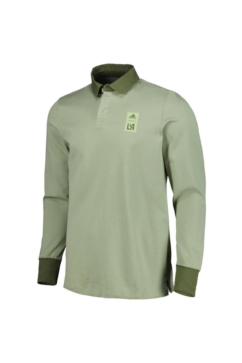Men's adidas 2023 Player Green LAFC Travel Long Sleeve Polo, Alternate, color, Green