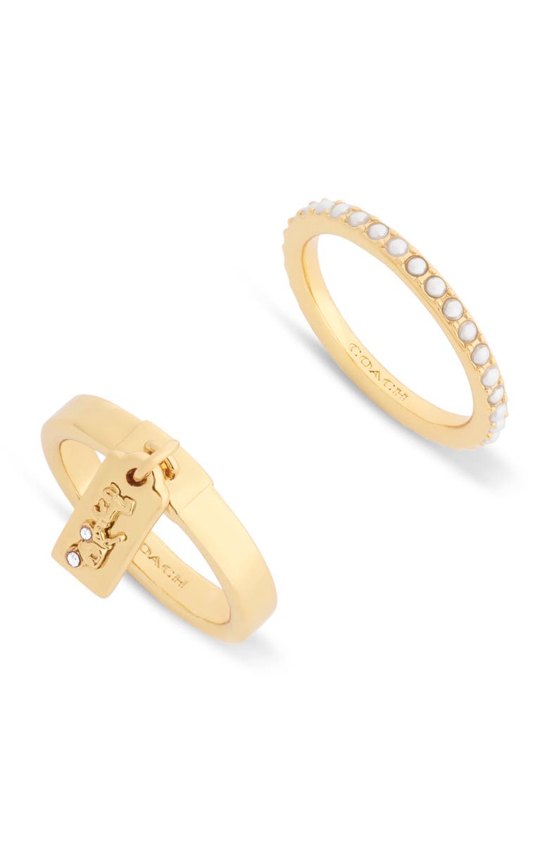 COACH Faux Pearl Hangtag Charm Ring, Alternate, color,
