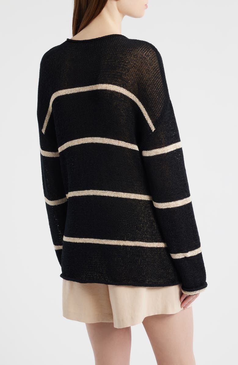 Rails Evangeline Stripe Cotton & Linen Blend Sweater, Alternate, color, Black Linen Stripe