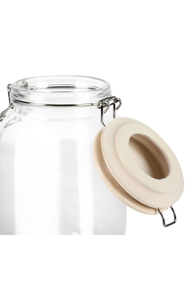 3 Piece Glass Canister Set with Ceramic Lids Off-White, Alternate, color, White