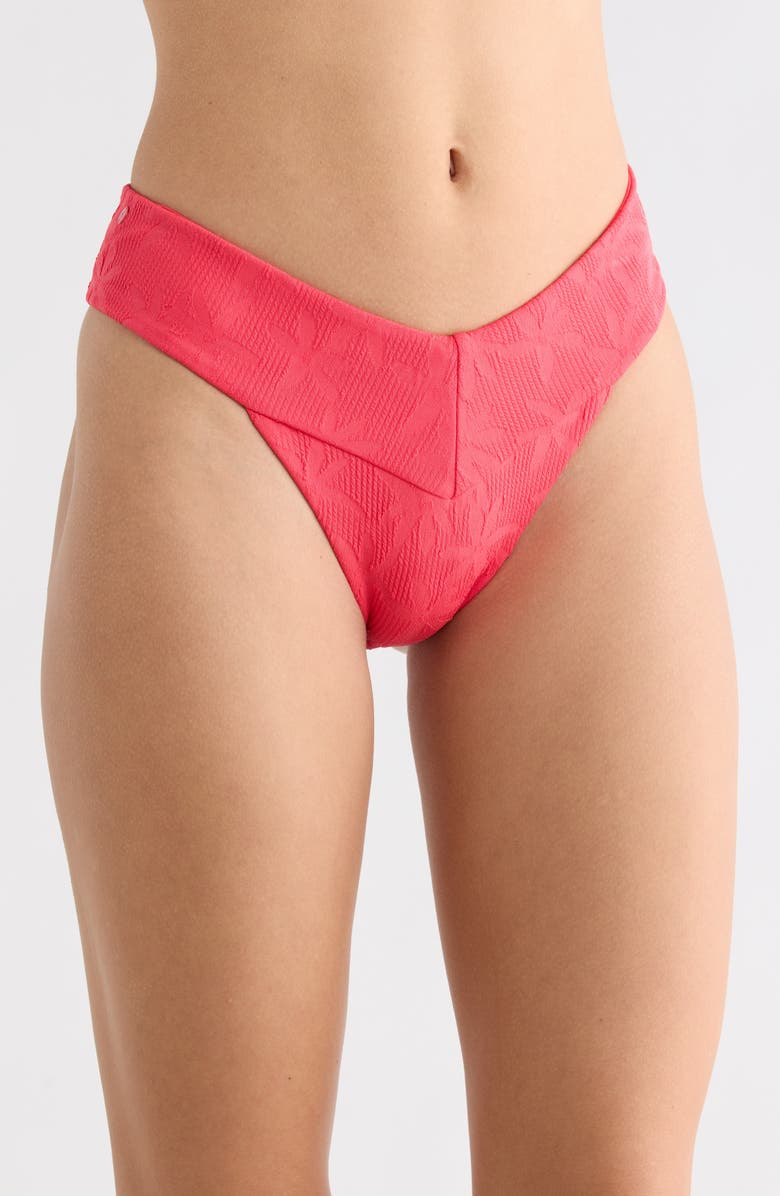 Volcom Blossom Daze Cheeky Bikini Bottoms, Main, color, True Red