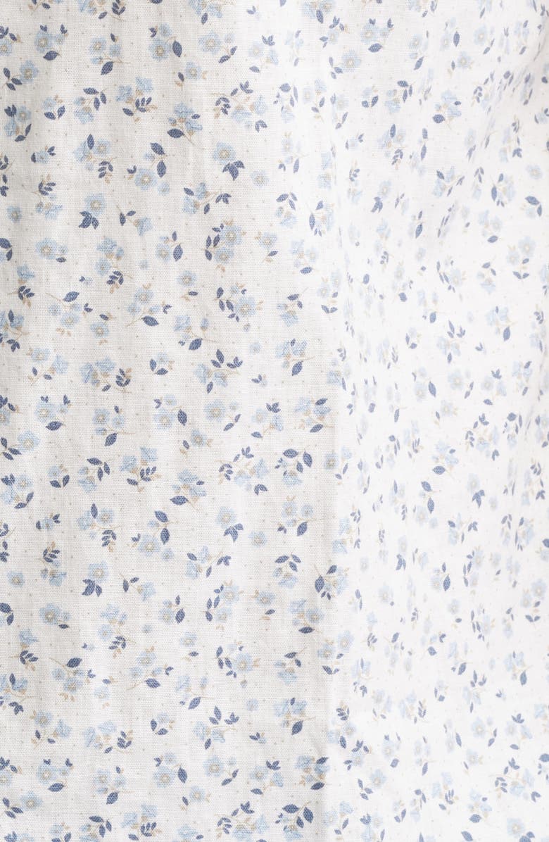 Rails Carson Short Sleeve Stretch Linen Blend Button-Up Shirt, Alternate, color, Floral Toss Blue