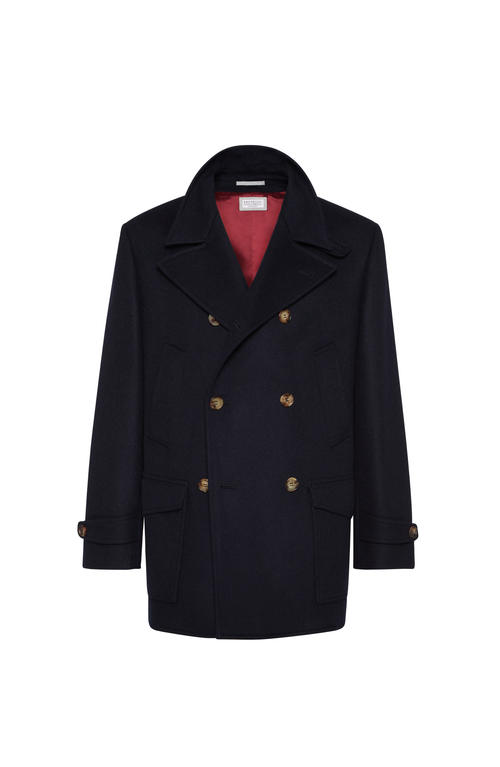 Brunello Cucinelli Double-breasted Felted Coat In Blue