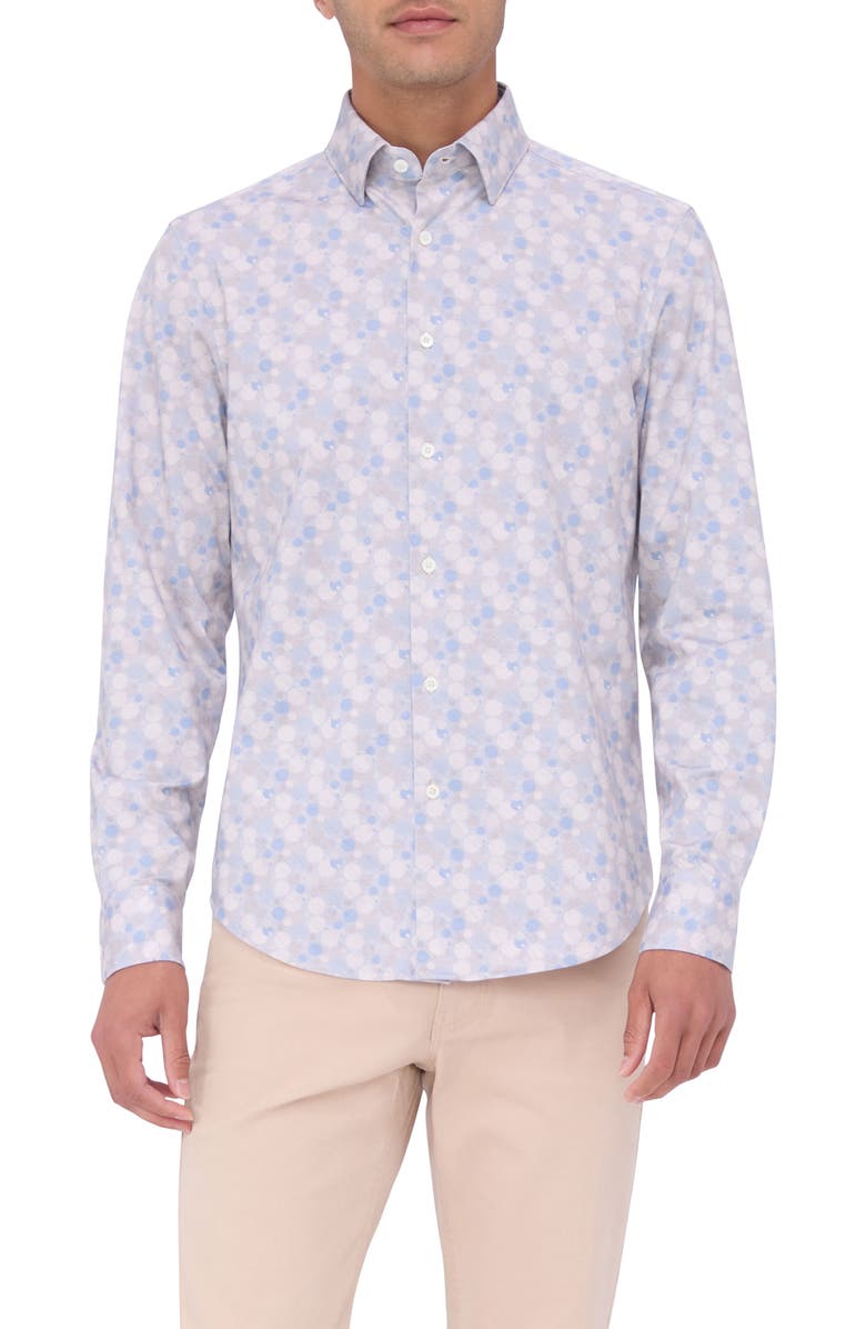 Bugatchi Jax OoohCotton<sup>®</sup> Dot Print Button-Up Shirt, Main, color,
