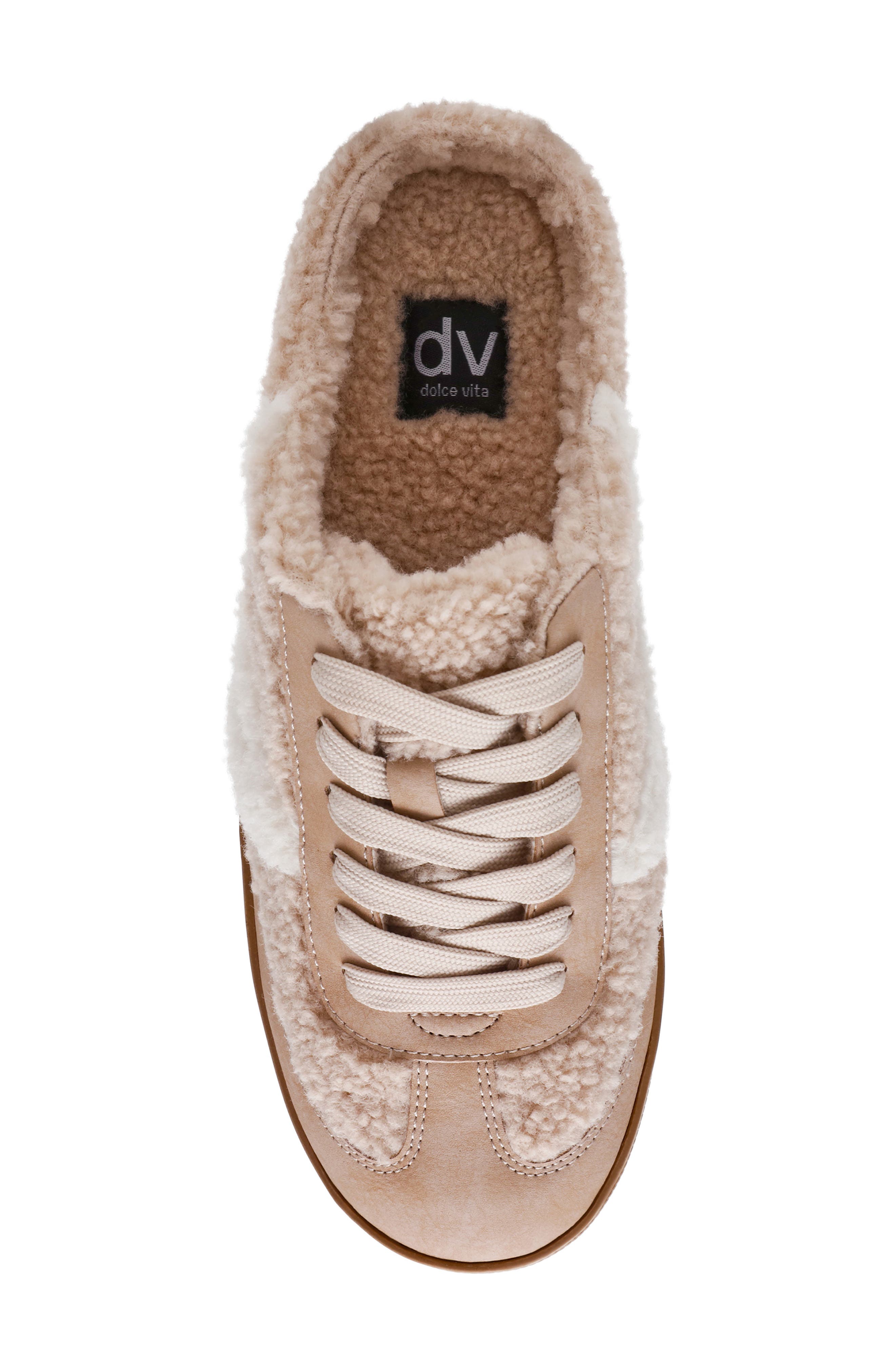 DV by Dolce Vita Vitally Faux Shearling Lined Mule Sneaker, Alternate, color, Light Camel Plush