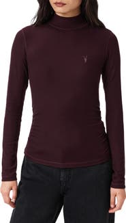 AllSaints Rina Mock Neck Long Sleeve Rib Top