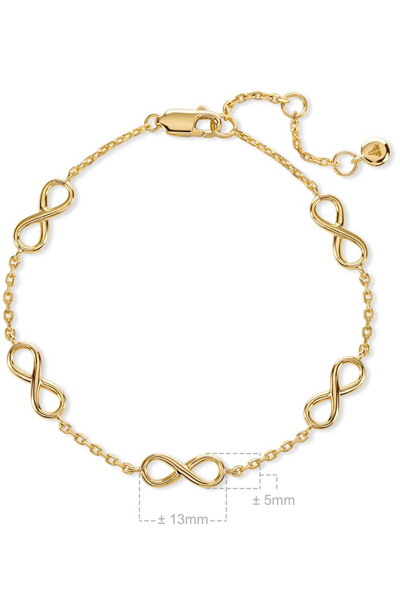 DEVATA Infinity Five-Charm Chain Bracelet in Gold Plated Sterling Silver, Alternate, color, Yellow Gold